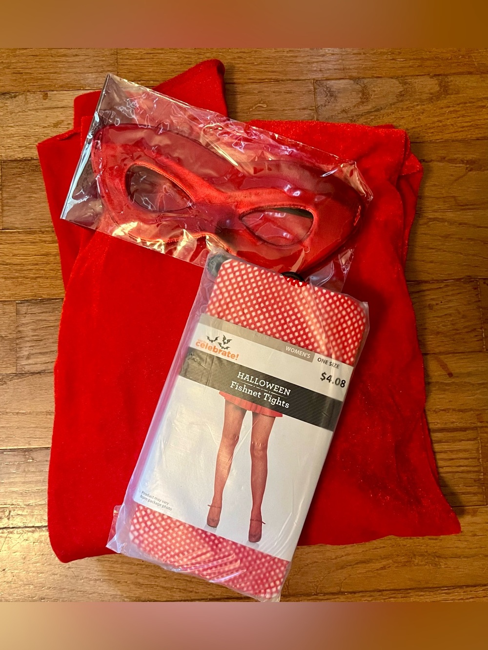 New - Adult 3pc Red Costume Bundle